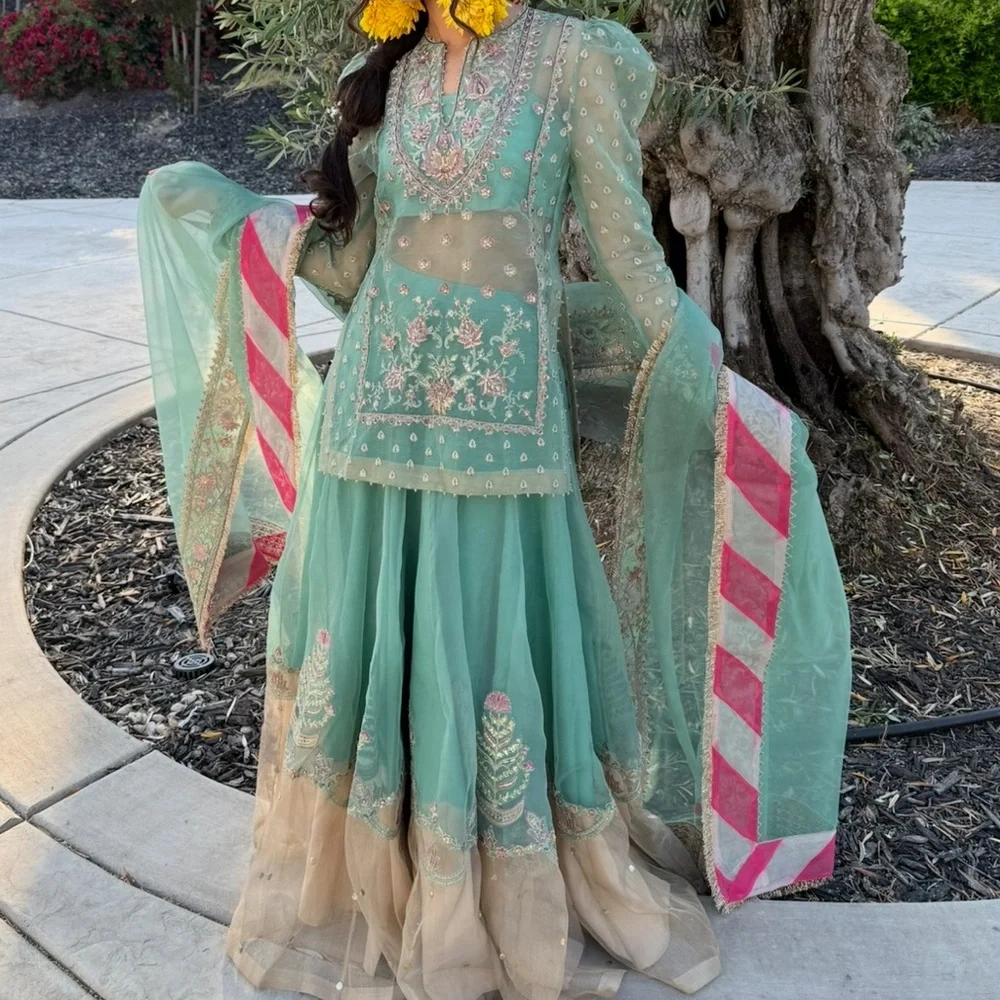 Zara Shahjahan Asmaani Lehenga Set - Picture 9 of 15